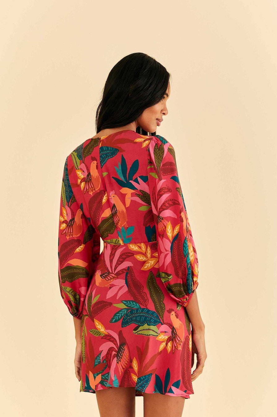 Dresses FARM Rio | Red Rooster Leaves Long Sleeve Mini Dress