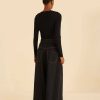 Bottoms FARM Rio | Black Canvas Maxi Pleated Pants