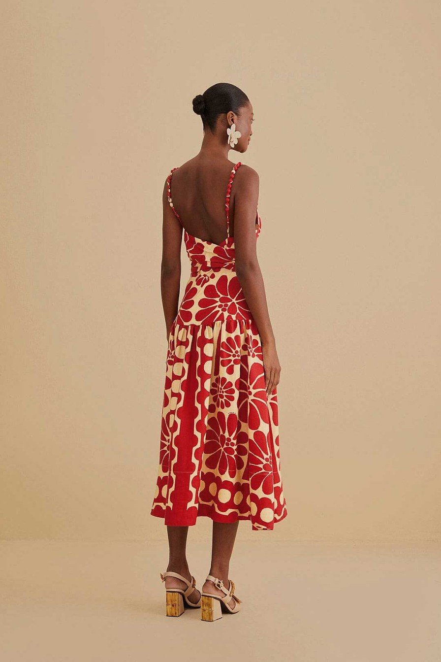 Dresses FARM Rio | Red Palermo Sleeveless Midi Dress