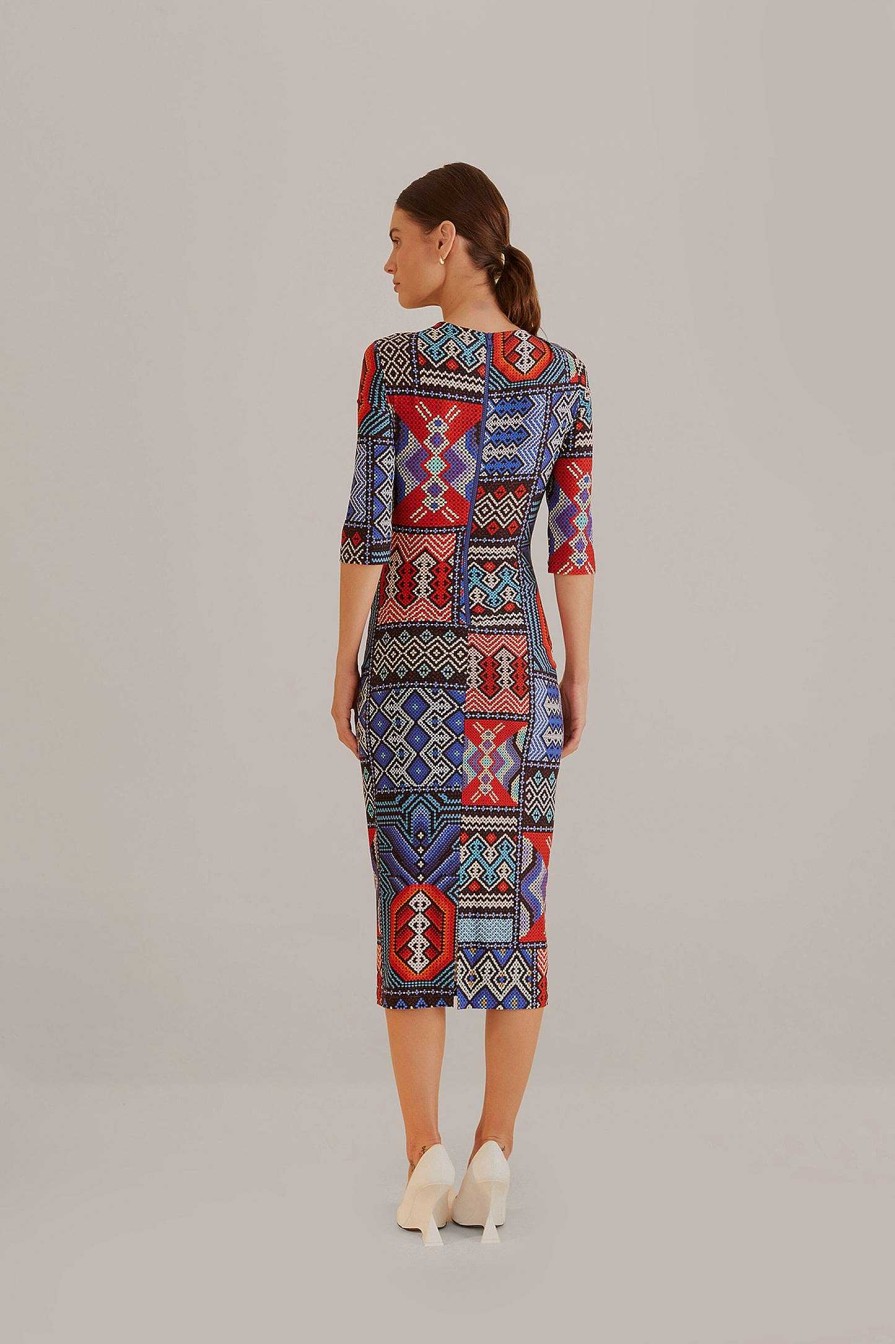 Dresses FARM Rio | Multicolor Rauti Short Sleeve Midi Dress