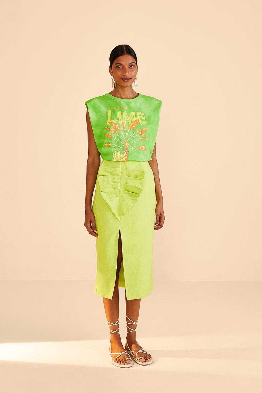 Bottoms FARM Rio | Lime Leaf Midi Skirt