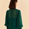 Tops, Shirts & Blouses FARM Rio | Emerald Ruffle Long Sleeve Blouse