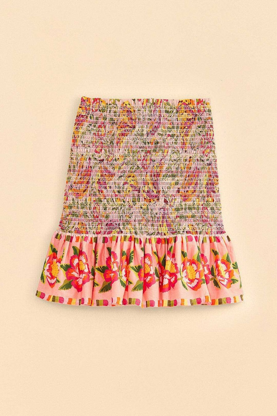 Bottoms FARM Rio | Pink Painted Bananas Smocked Mini Skirt