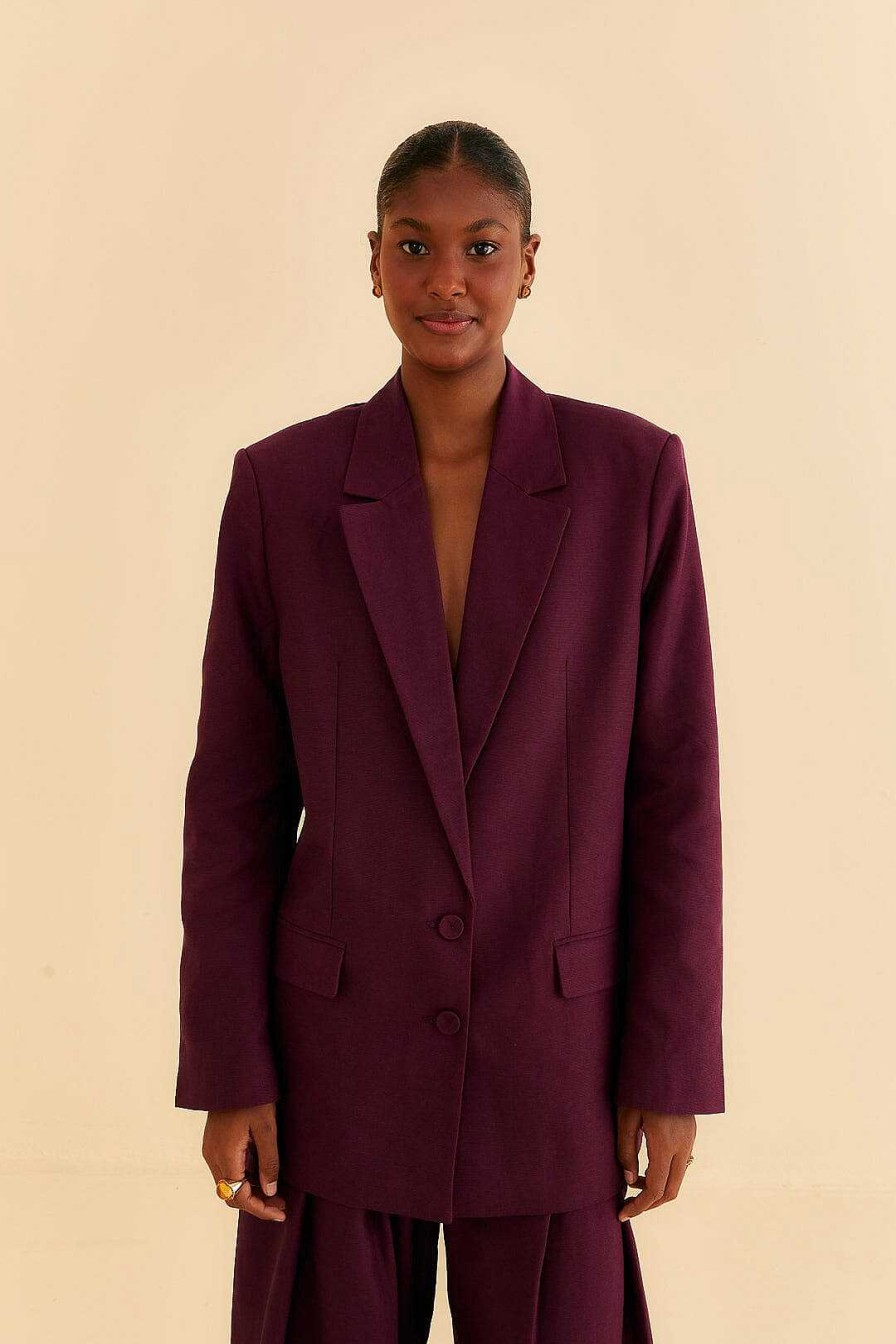 Outerwear FARM Rio | Burgundy Straight Blazer