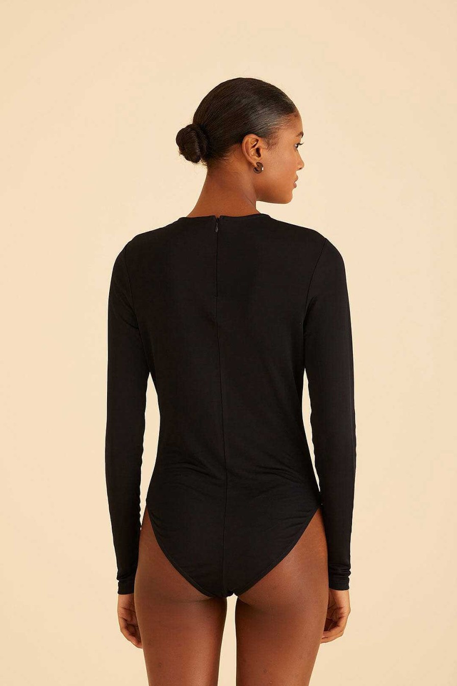 Tops, Shirts & Blouses FARM Rio | Black Long Sleeve Bodysuit