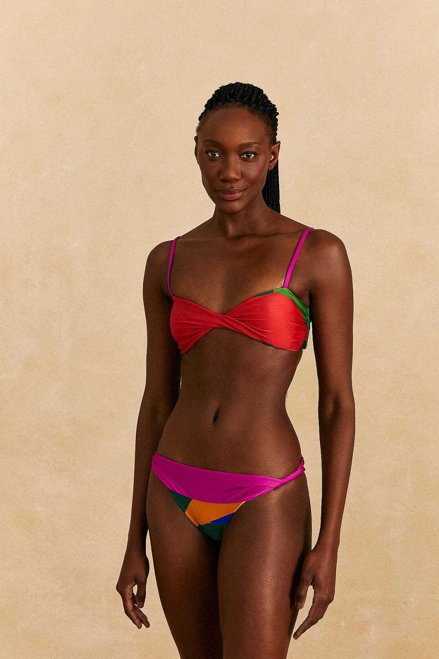 Swimwear FARM Rio | Colorful Leaves Bikini Top