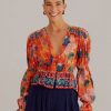 Tops, Shirts & Blouses FARM Rio | Orange Marias Floral Long Sleeve Blouse