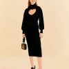 Dresses FARM Rio | Black Heart Neckline Knit Dress