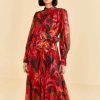 Dresses FARM Rio | Red Rooster Leaves Long Sleeve Maxi Dress