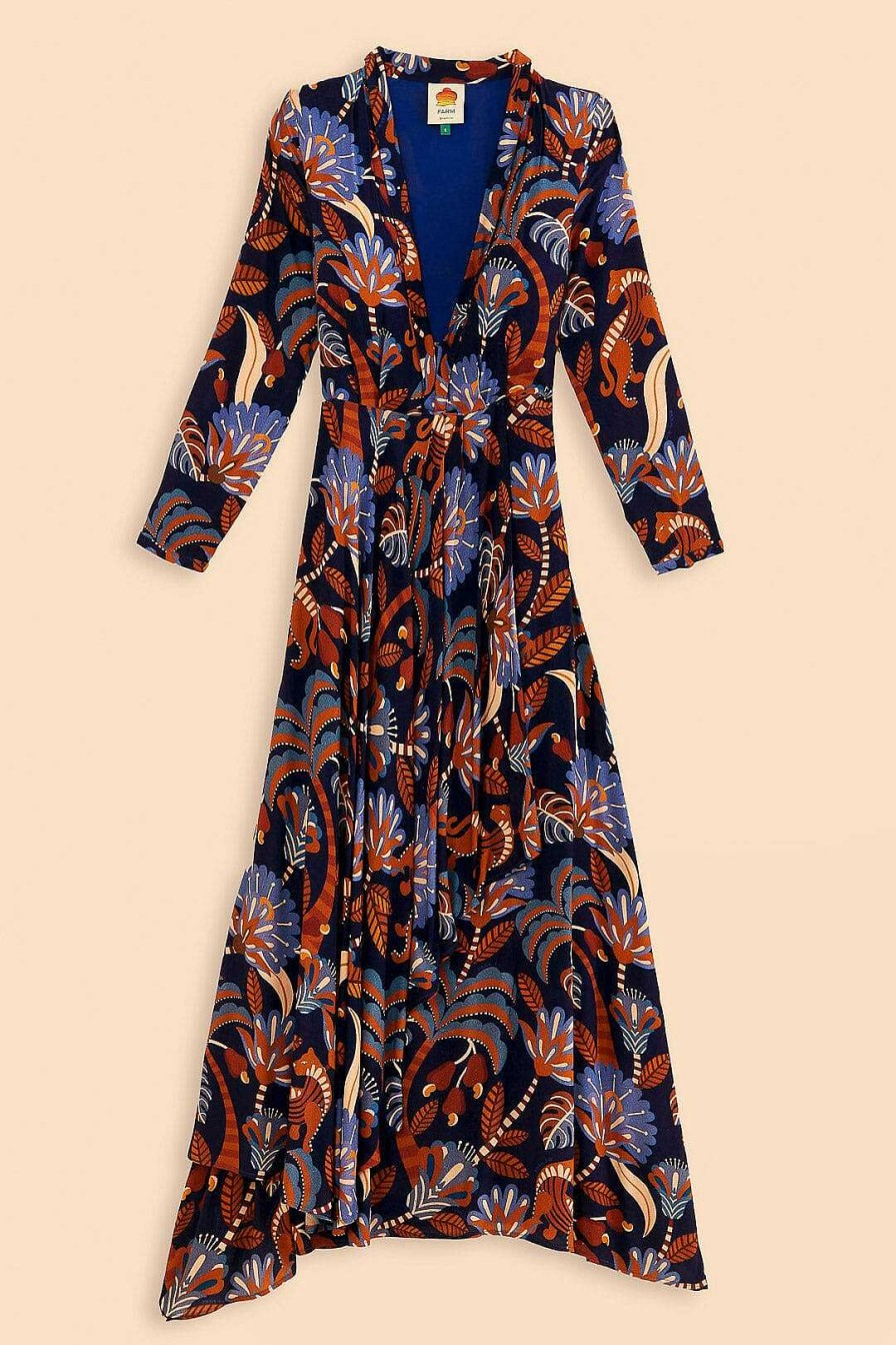 Dresses FARM Rio | Blue Nature Beauty Long Sleeve Maxi Dress