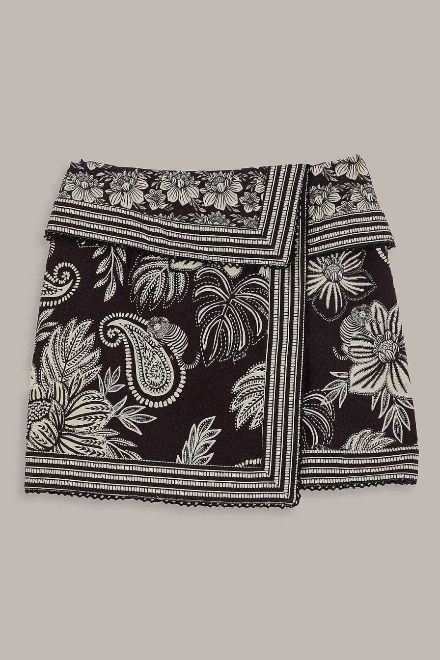 Bottoms FARM Rio | Black Paisley Bloom Mini Skirt