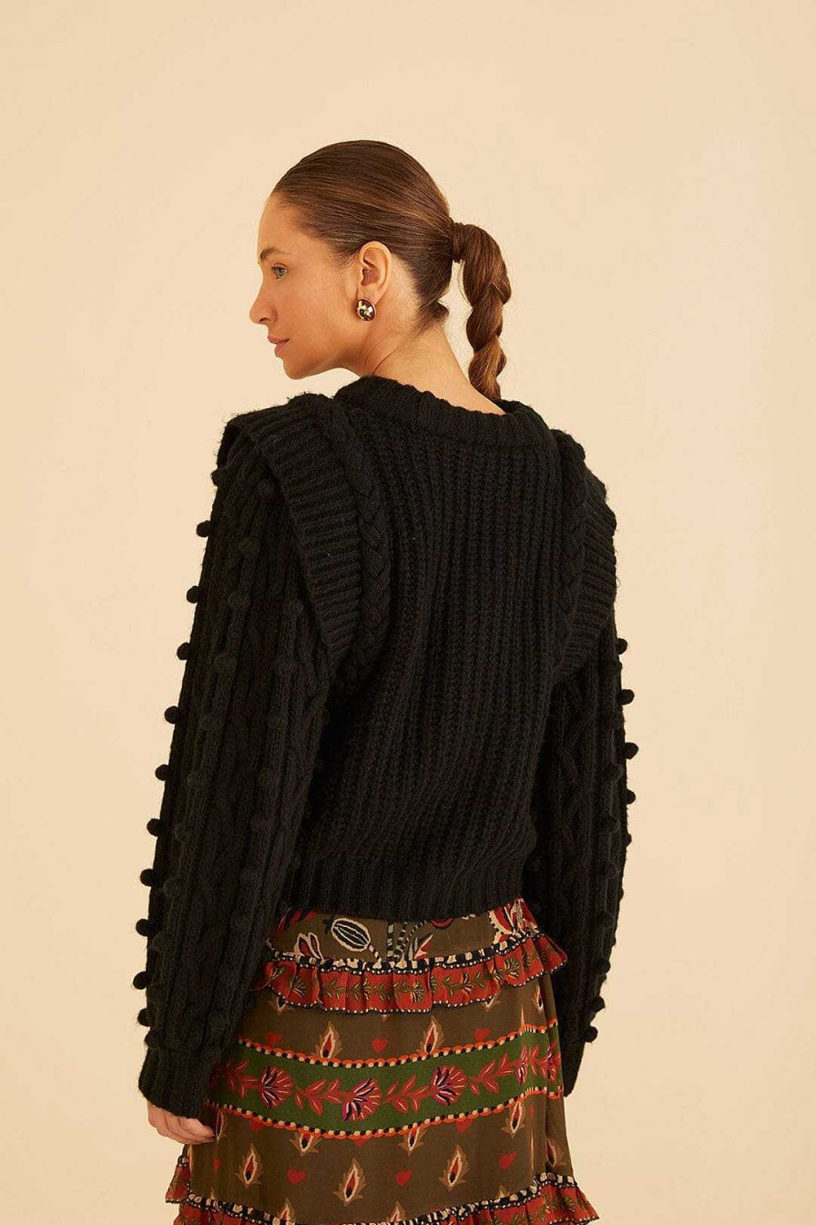 Knitwear FARM Rio | Black Braided Sweater