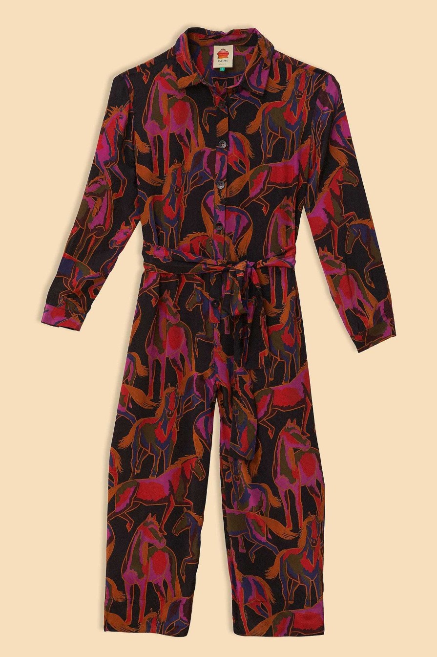 Jumpsuits & Rompers FARM Rio | Black Wild Horses Jumpsuit