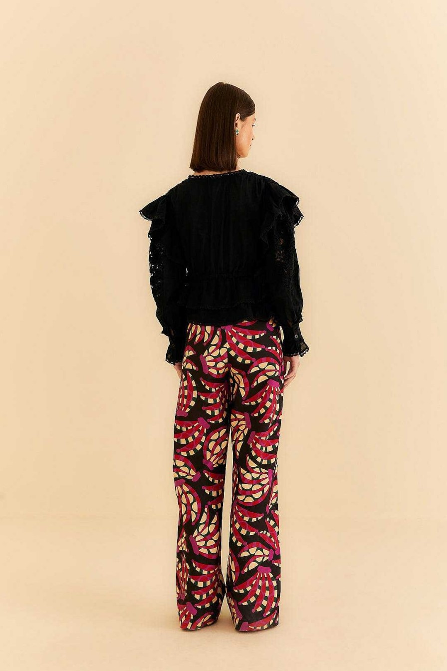 Bottoms FARM Rio | Black Banana Dots Low Waisted Pants