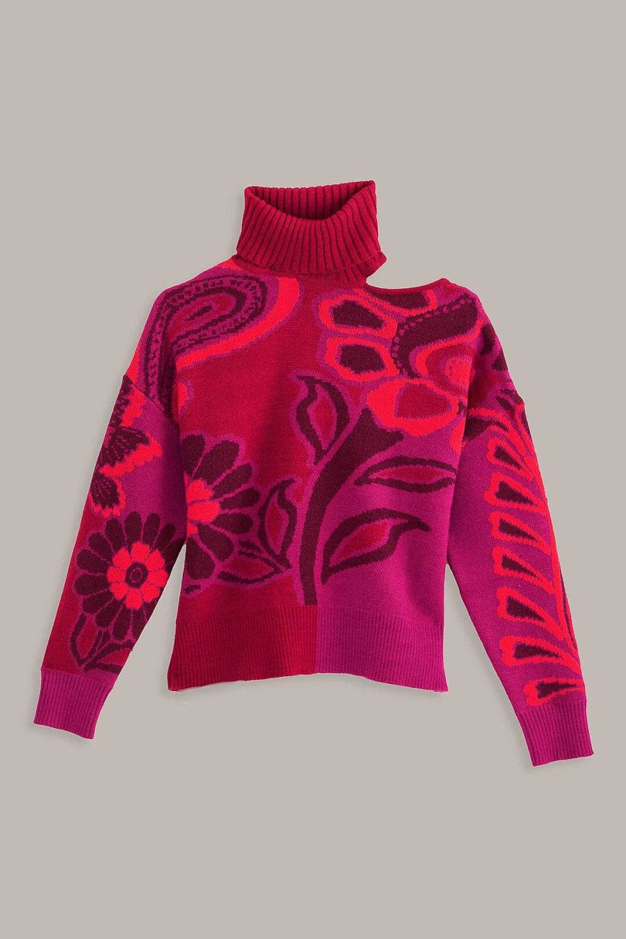 Knitwear FARM Rio | Pink Bold Floral Knit Sweater