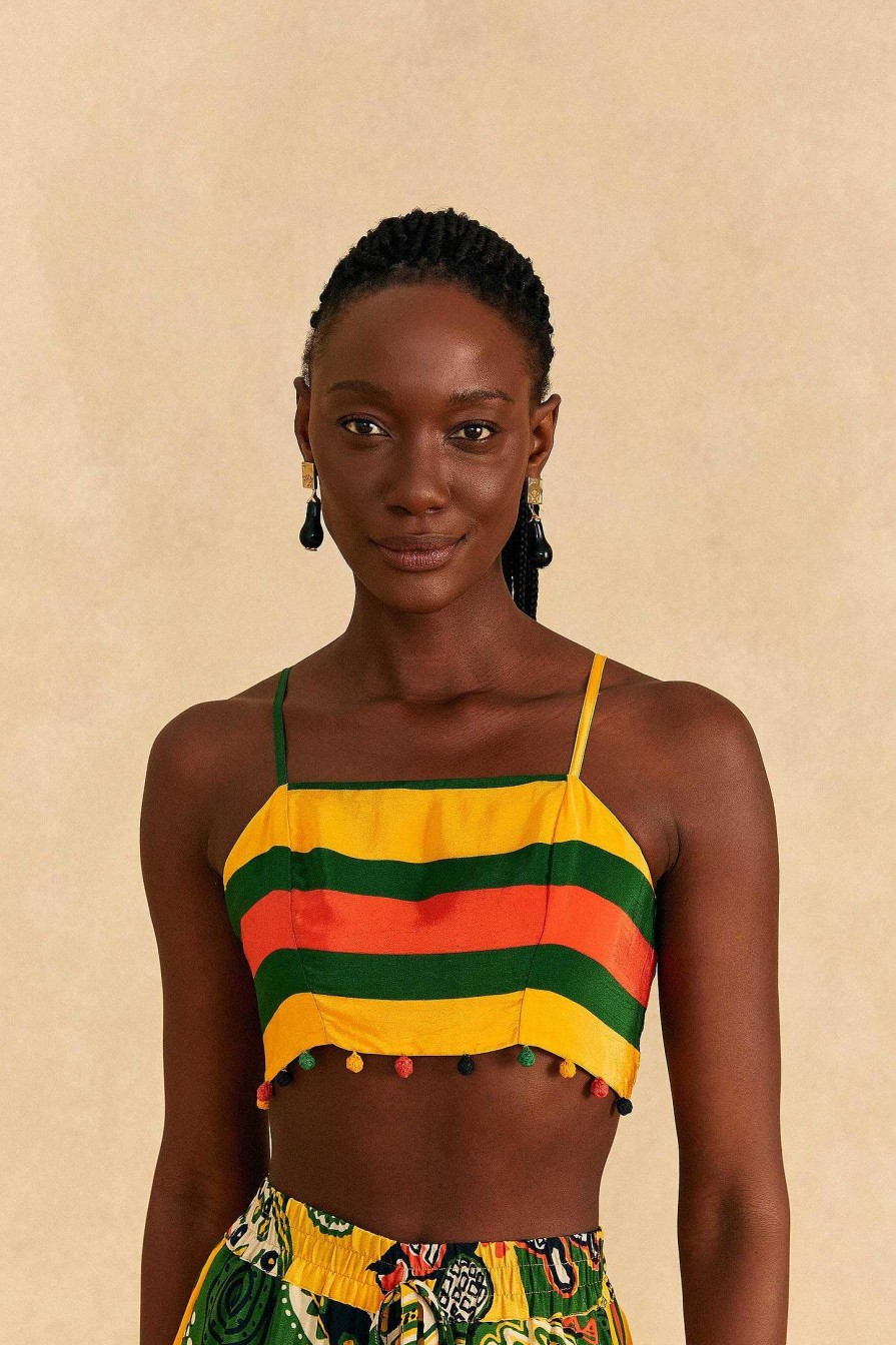 Tops, Shirts & Blouses FARM Rio | Yellow, Green & Red Striped Crop Top