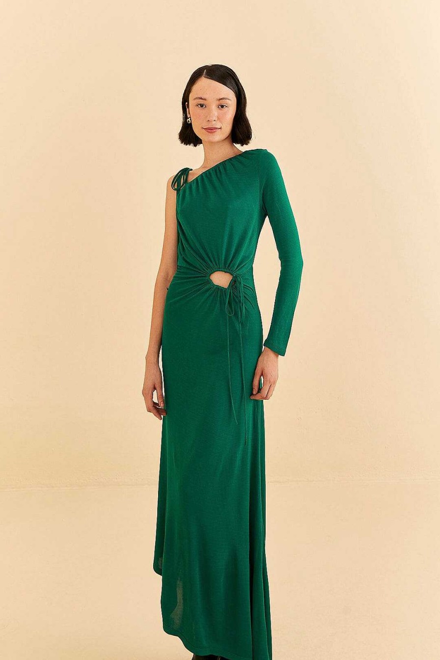 Dresses FARM Rio | Emerald One Shoulder Midi Dress