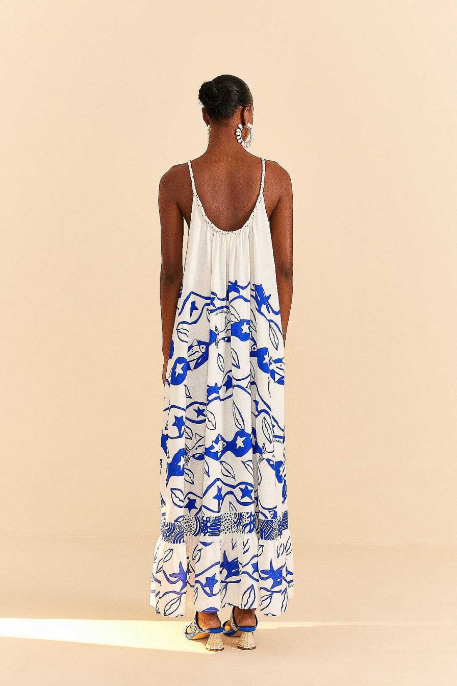 Dresses FARM Rio | Off-White Pitta Waves Sleeveless Maxi Dress