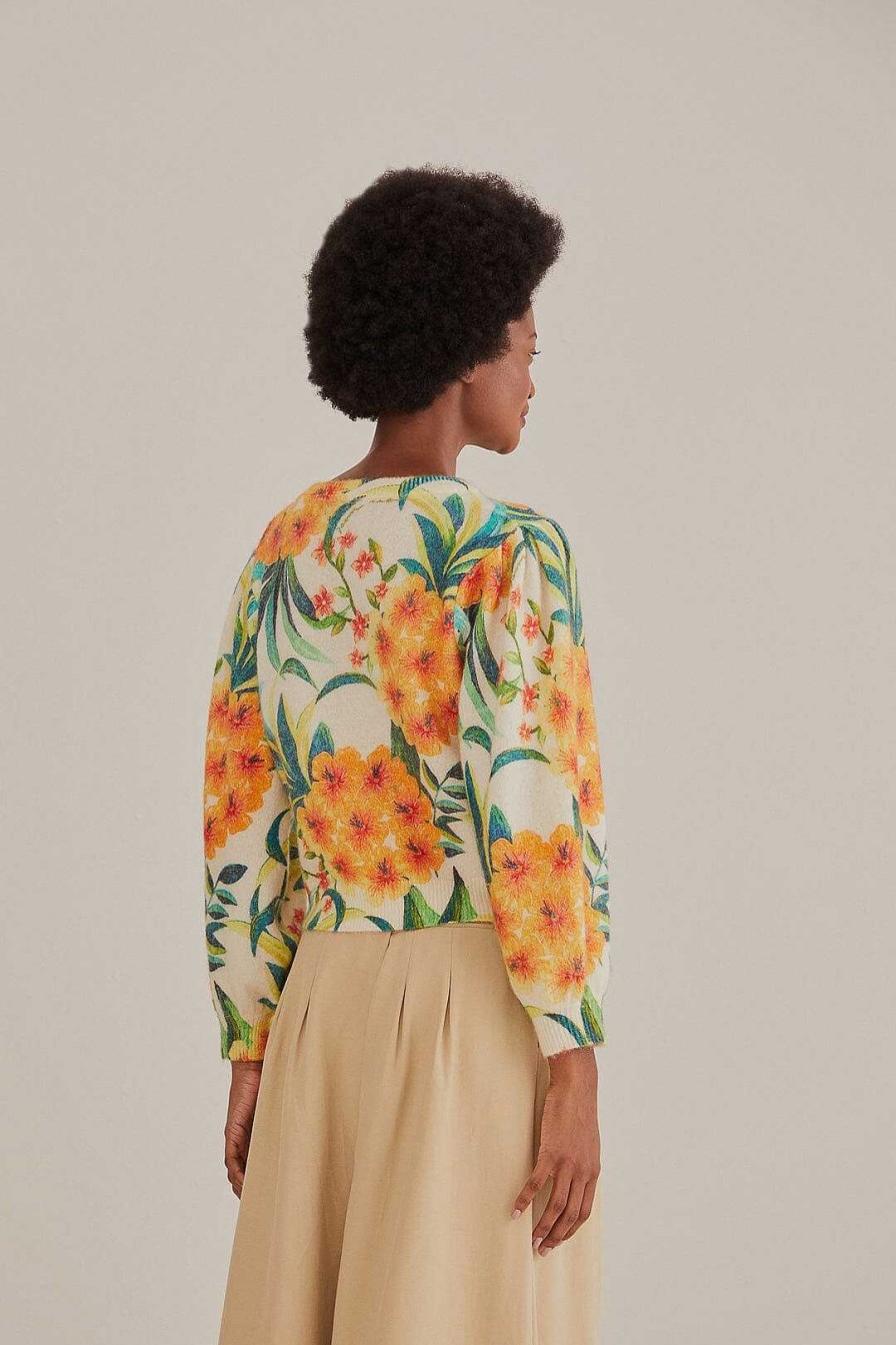 Knitwear FARM Rio | Off-White Pineapple Bloom Knit Cardigan