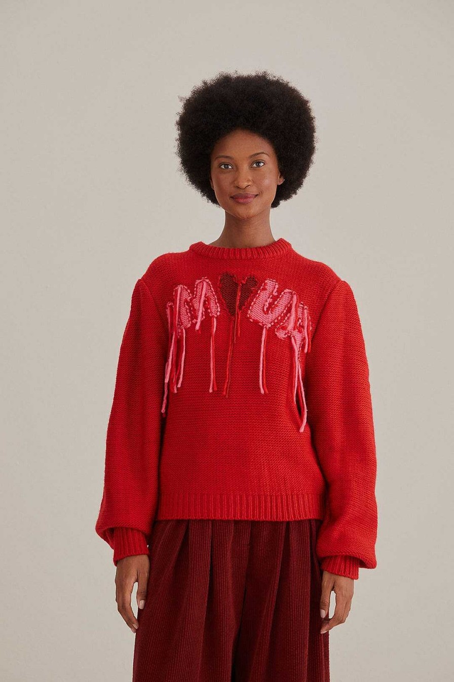 Knitwear FARM Rio | Amour Embroidered Knit Sweater