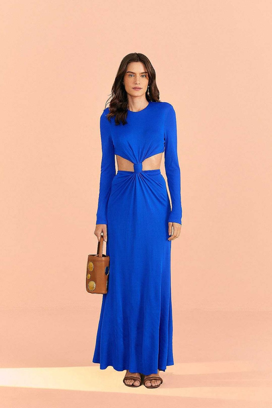 Dresses FARM Rio | Blue Knot Cut Out Maxi Dress