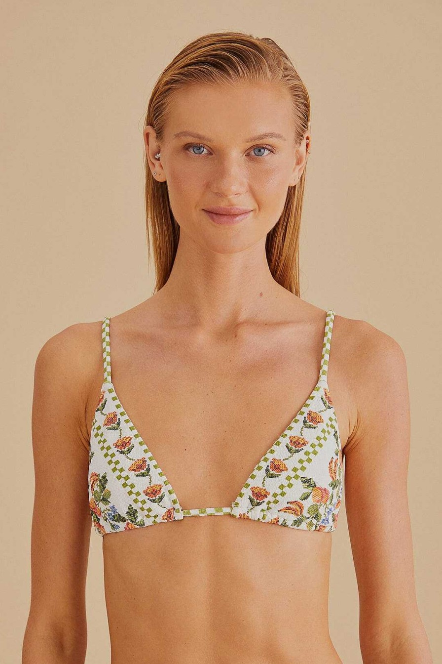 Swimwear FARM Rio | White Banana Vitamin Side Tie Bikini Top