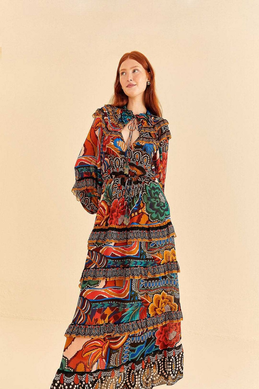 Dresses FARM Rio | Multicolor Fall Mix Maxi Dress