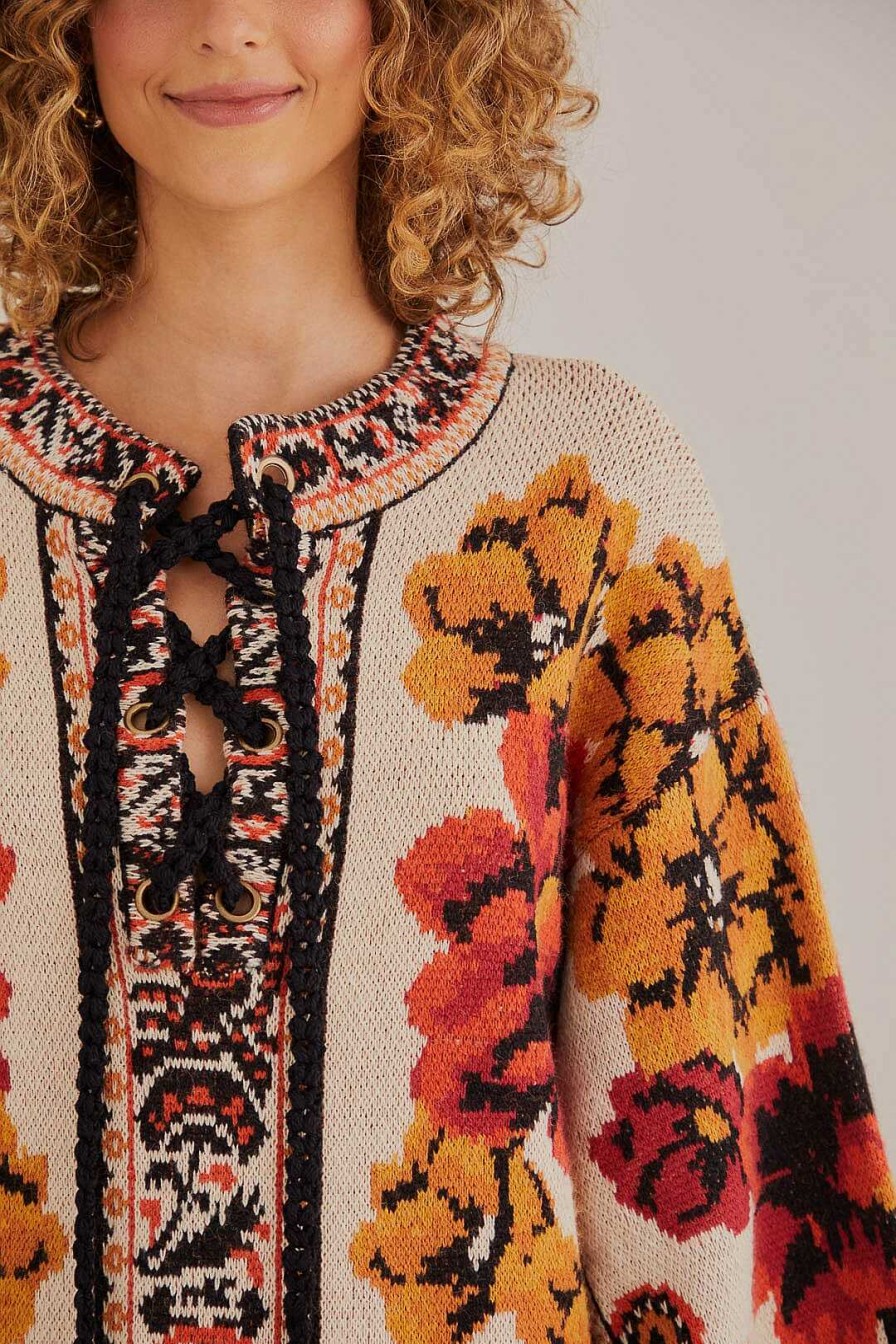 Knitwear FARM Rio | Winter Tapestry Knit Sweater Dress