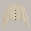 Knitwear FARM Rio | Off-White Textured V Neck Cardigan