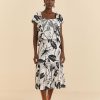 Dresses FARM Rio | Off-White Graphic Leaves Midi Dress