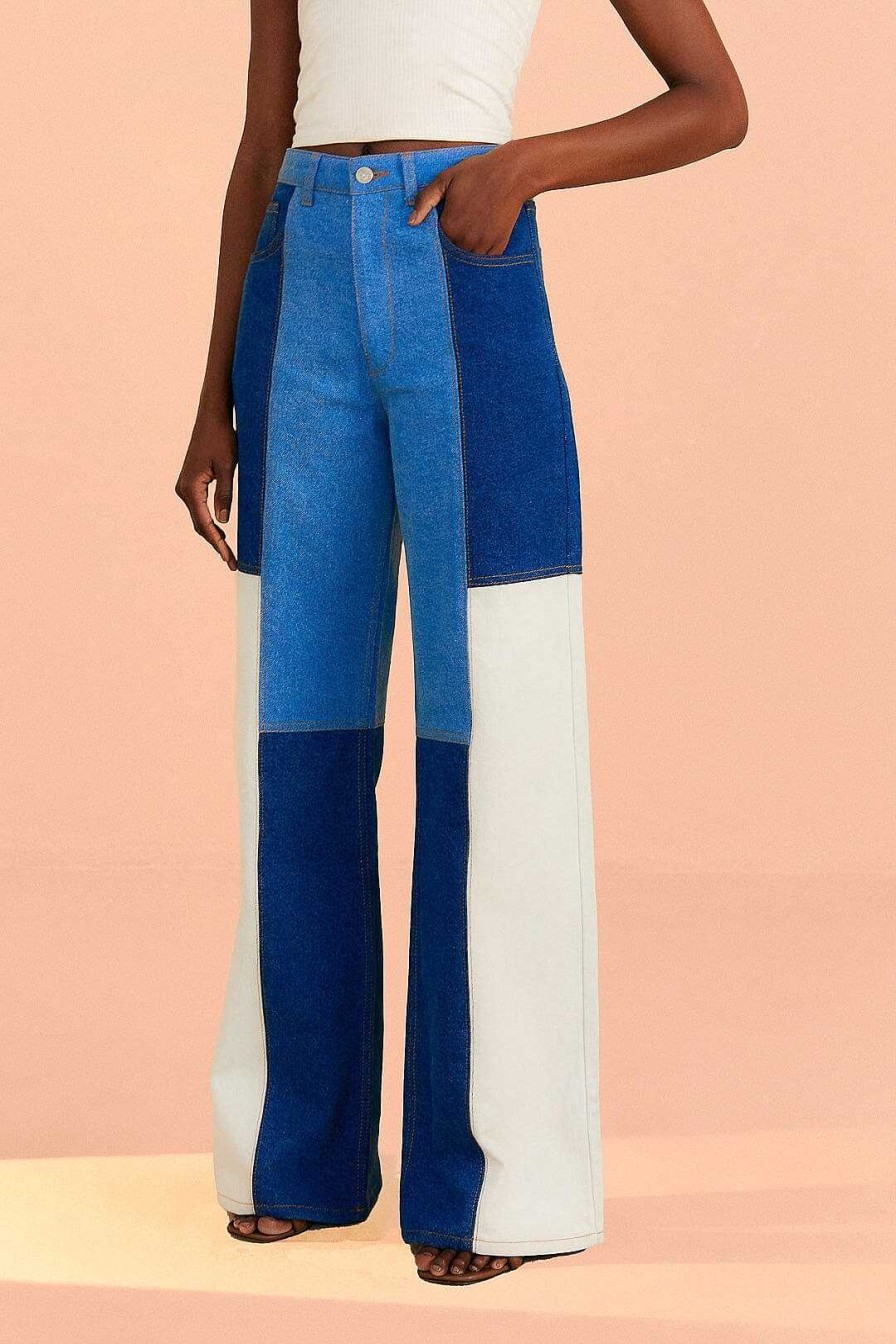 Bottoms FARM Rio | Patch Denim Wide Pants