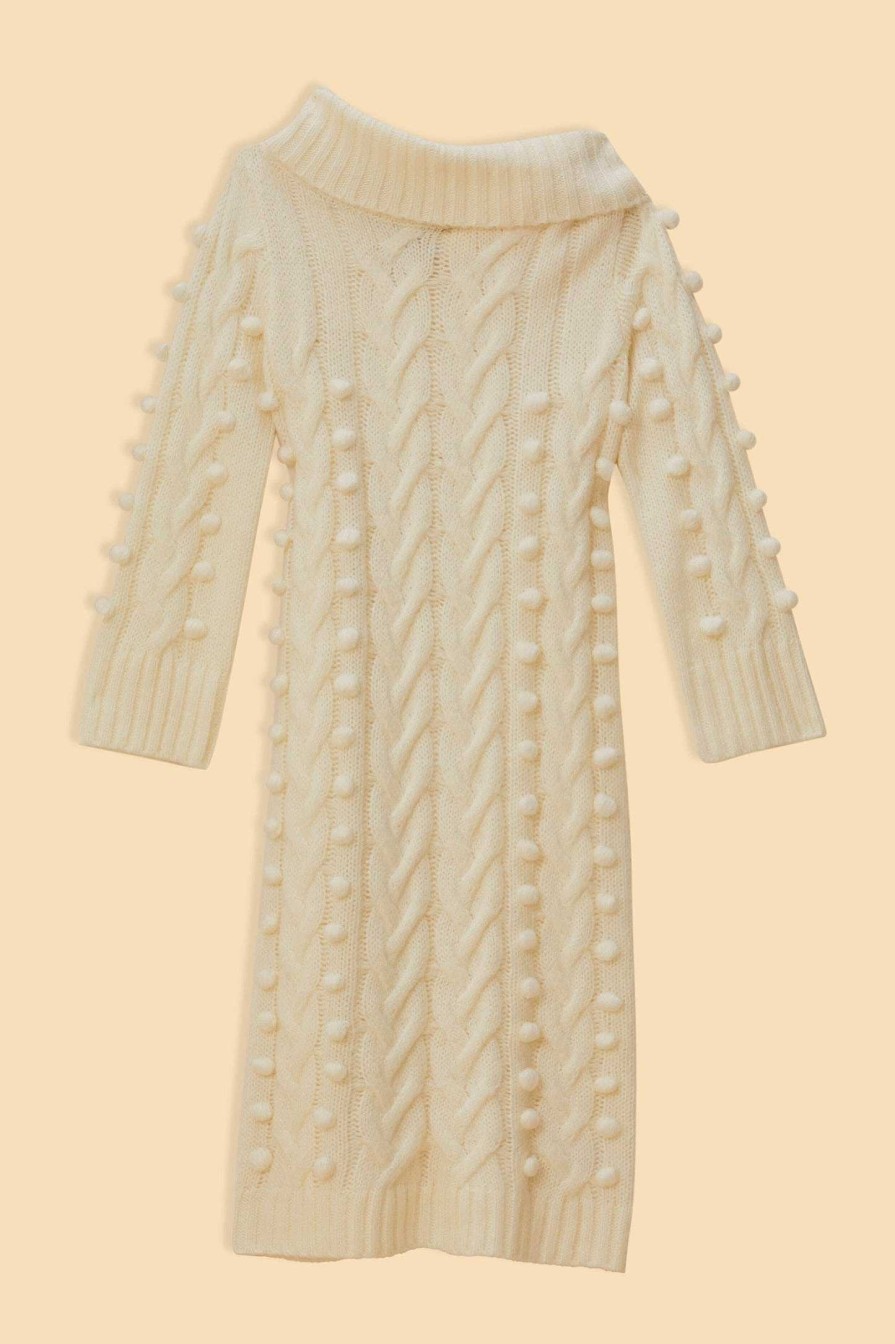 Knitwear FARM Rio | Off-White Braided Midi Sweater Dress