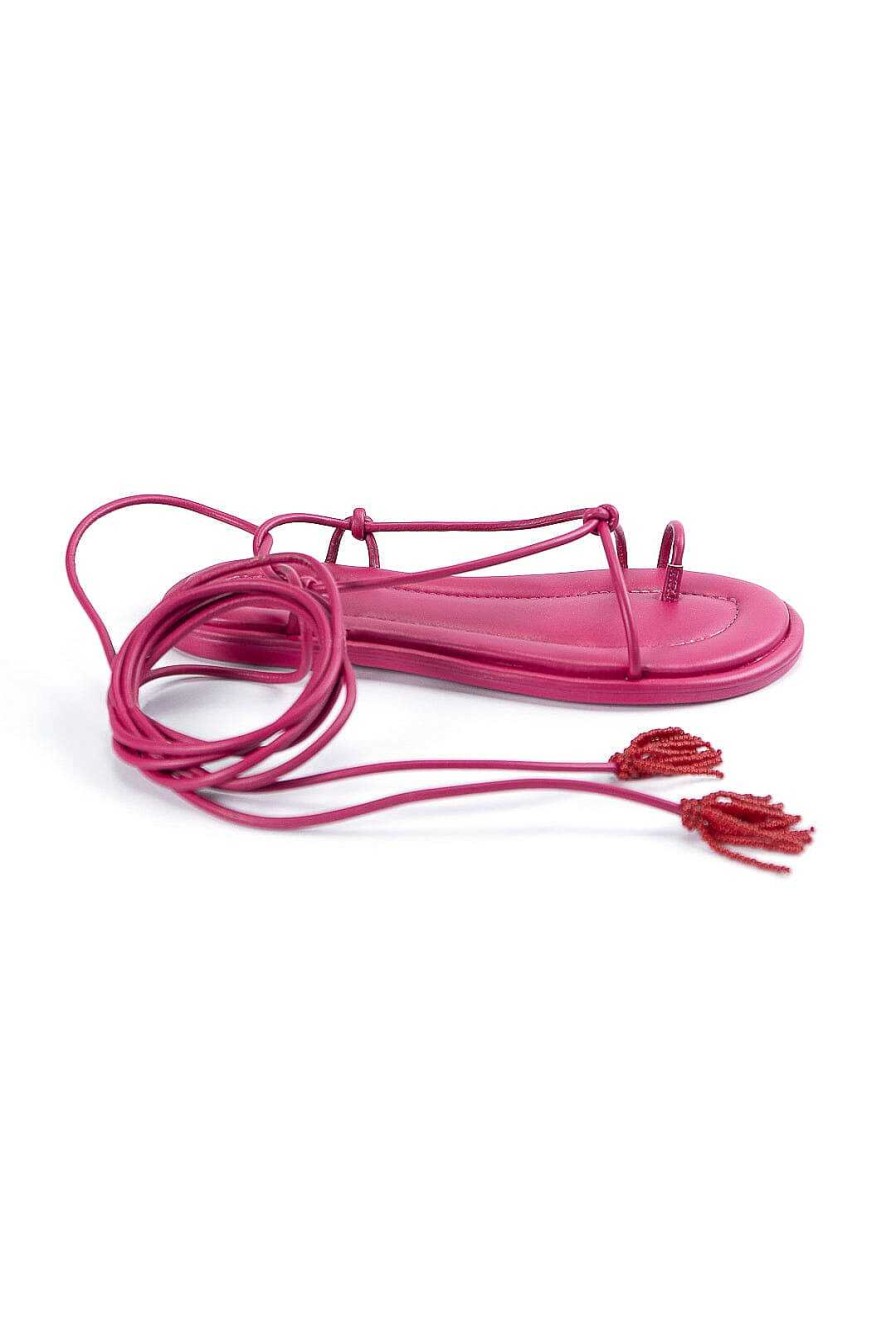 Shoes FARM Rio | Pink Lace Up Flat Sandal