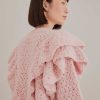 Knitwear FARM Rio | Pink Flower Texture Knit Cardigan