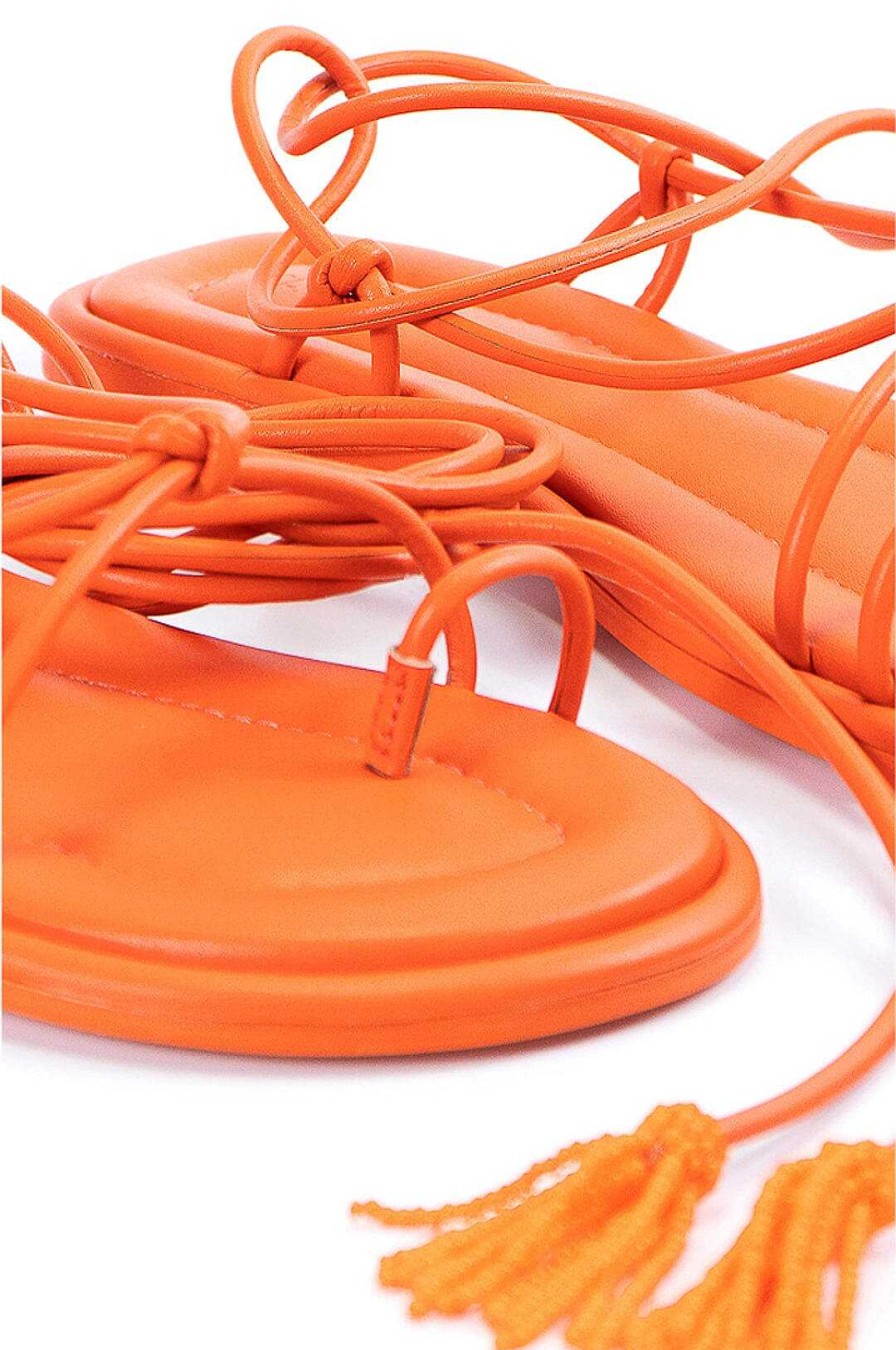 Shoes FARM Rio | Orange Lace Up Flat Sandal