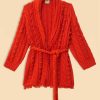 Knitwear FARM Rio | Orange Braided Knit Cardigan