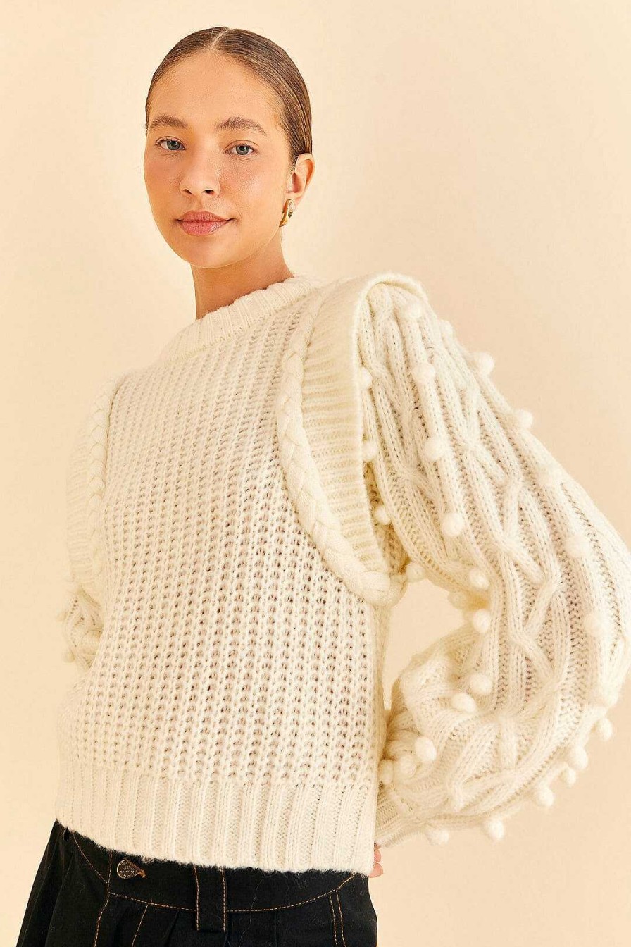 Knitwear FARM Rio | Off-White Braided Sweater