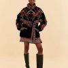 Outerwear FARM Rio | Black Nature Beauty Embroidered Puffer Jacket