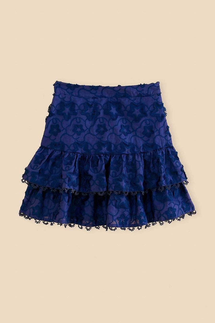 Bottoms FARM Rio | Navy Blue 3D Star Texture Mini Skirt